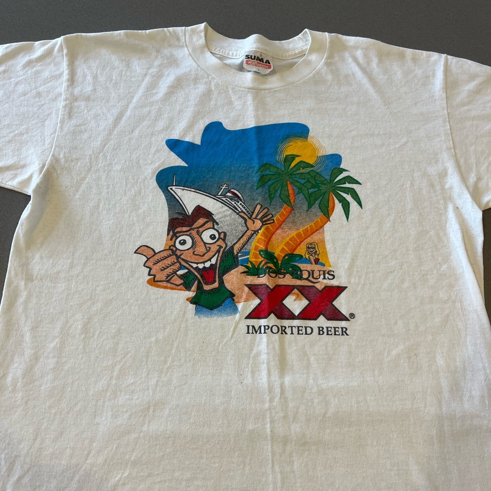 Vintage Dos Equis Beer Tee Size Large